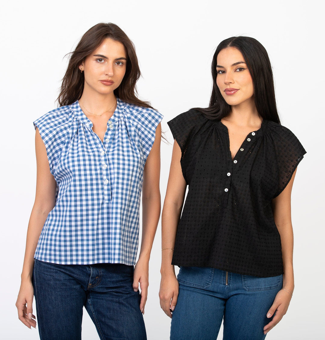 Cameo Clothing Line Capri blouse, lightweight shirt with short sleeves and a relaxed fit, in soft pastel color.