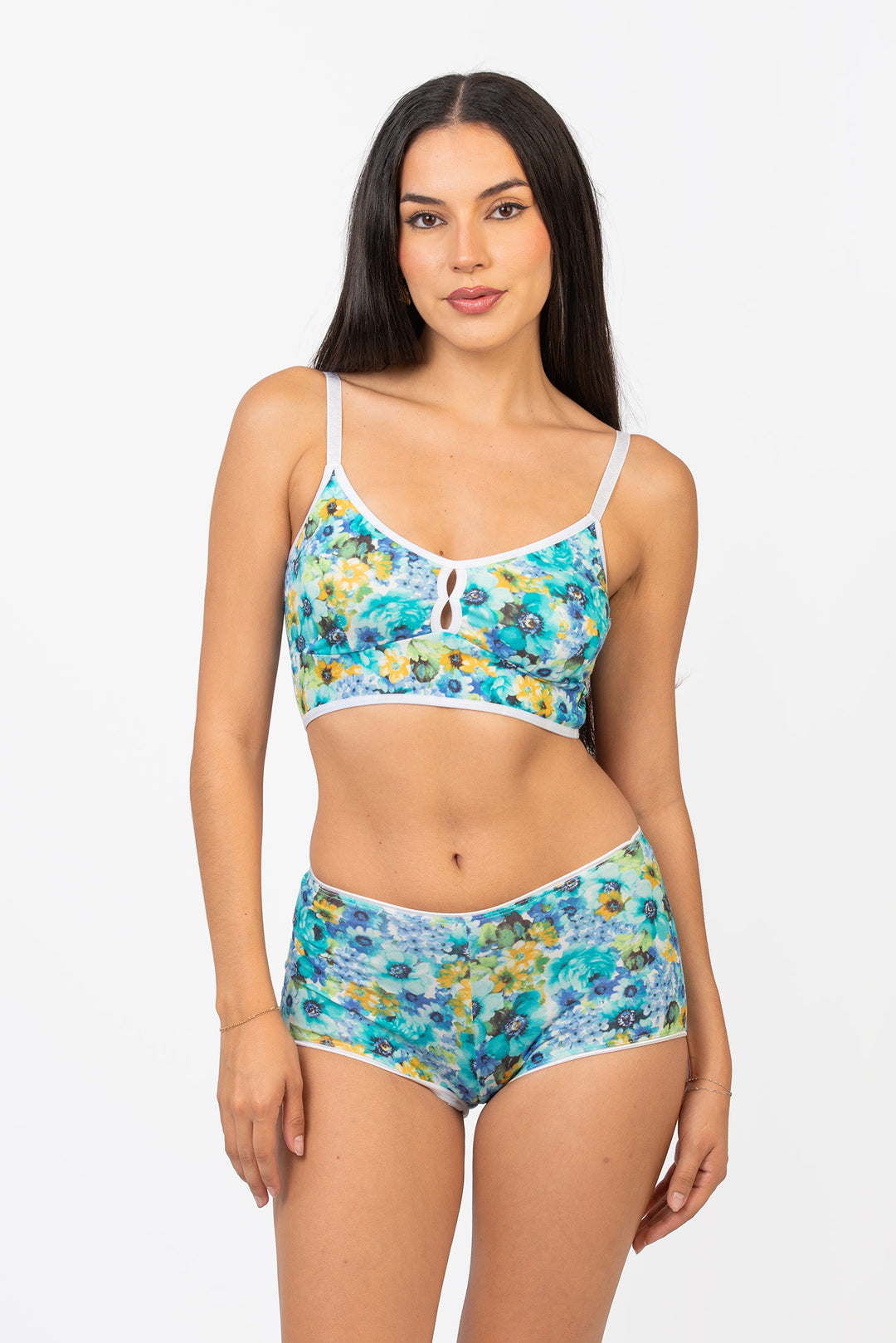 Cameo Clothing Line floral hi brief underwear with colorful floral print, soft fabric, and comfortable fit.