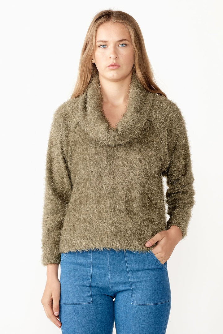 Cropped Cowl Neck Sweater - Cameo Clothing Line