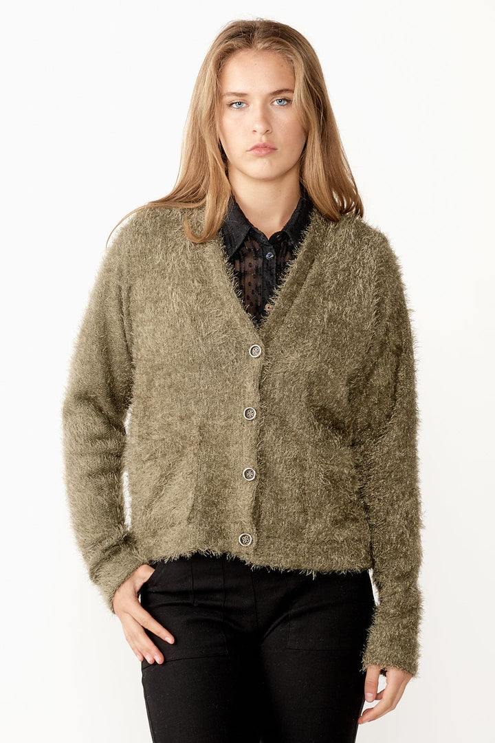 Fuzzy Cardigan Sweater - Cameo Clothing Line